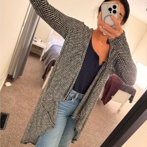 Women's Black and White Herringbone Sweater